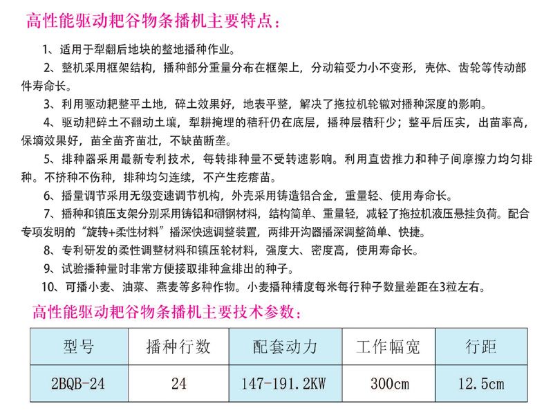 2BQB-24型高性能驅動耙谷物條播機